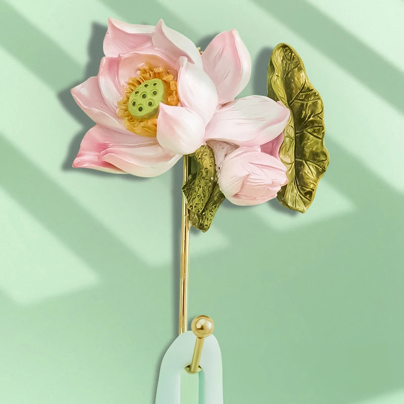 Handpainted Resin Flowers Hooks Rose Lotus Peach Blossom Hydrangea plus more