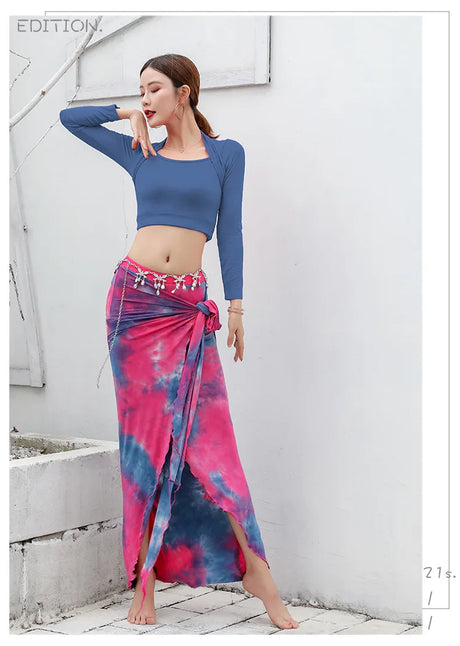 Asymmetric Belly Dance Tie-dry Skirt