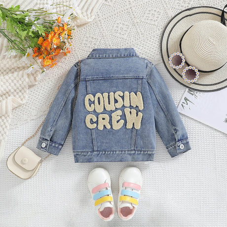Cousin Crew and Sisters Letter Printed Denim Jackets for Girls