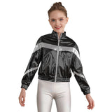 Girls Hip-hop Dance Outfit Streetwear Racer Back Tank Crop Top + Long Sleeve Jacket + Pants 3Pcs/Set