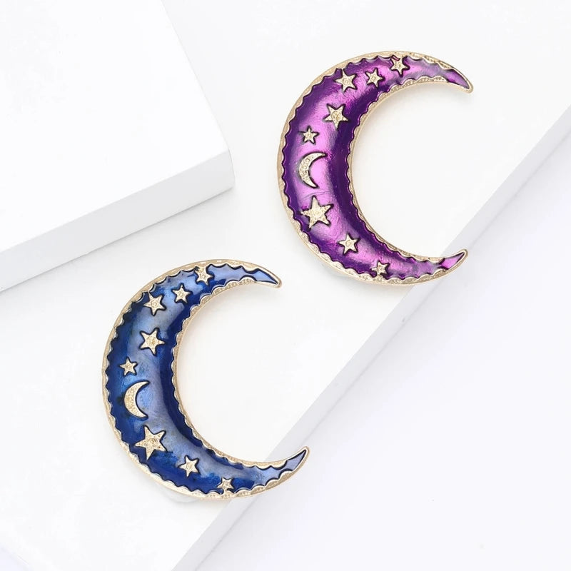 Wizard's Purple Moon Enamel Brooches 2 Colours