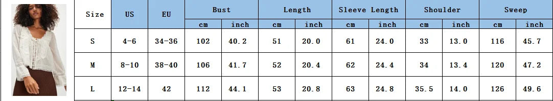Y2K Boho Long Sleeve Lace Patchwork Button-down Tops 100% Cotton