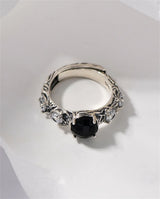 Eternal Night Forest S925 Sterling Silver Ring Agate Zircon