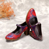Sally's Embossed Genuine Leather Red Pump Heels Shoes