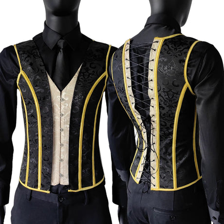 Men's Formal Boned Waistcoat Corset Vest Lace Up Burlesque Performance Stage Costume