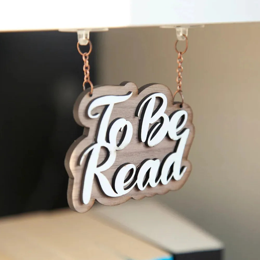 Wooden Bookshelf Signs Library Decor