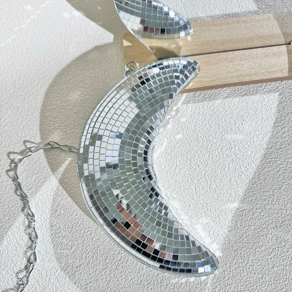 Hanging Moon Disco Mirror Ball Mirror Ornament Decor