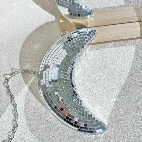 Hanging Moon Disco Mirror Ball Mirror Ornament Decor
