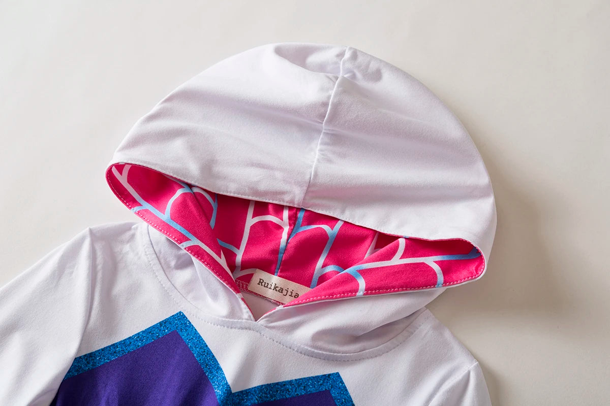 Ghost Spider Gwen Hoodie Cosplay Tutu Halloween Book Week Costume