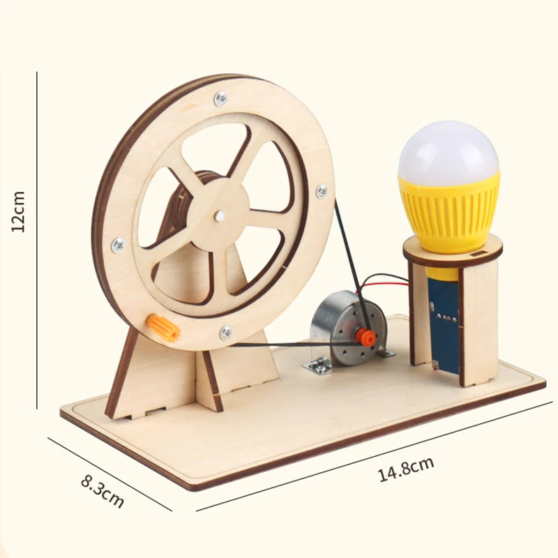Wooden Hand Generator Kids Science Toy STEM Technology Gadget Physics Kit Educational Toys for Children