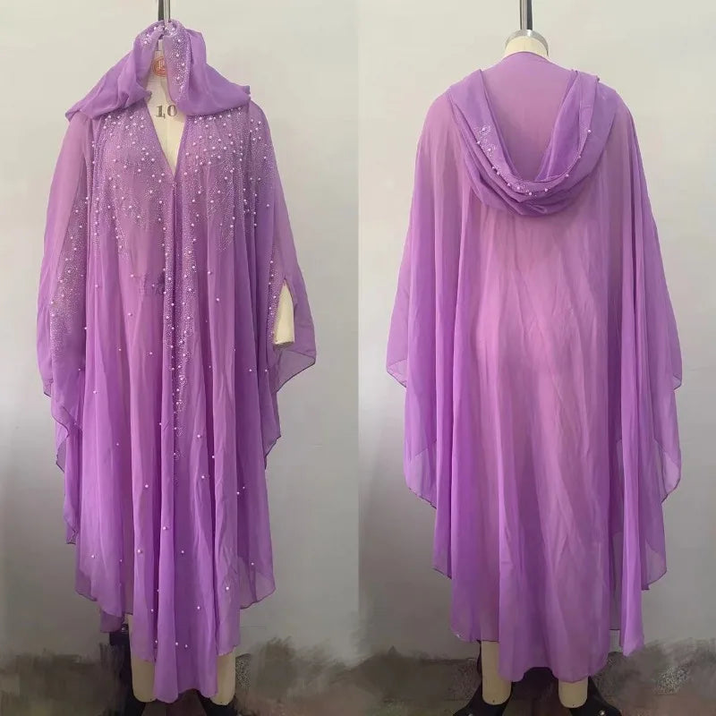 Sparkly Thin Hooded Cloak Cape Dress Stage Performer Cover Up