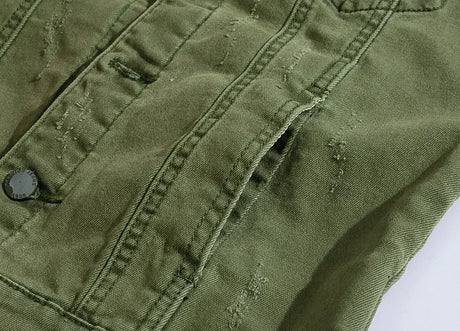 Woodsman Ripped Denim Vests Jackets