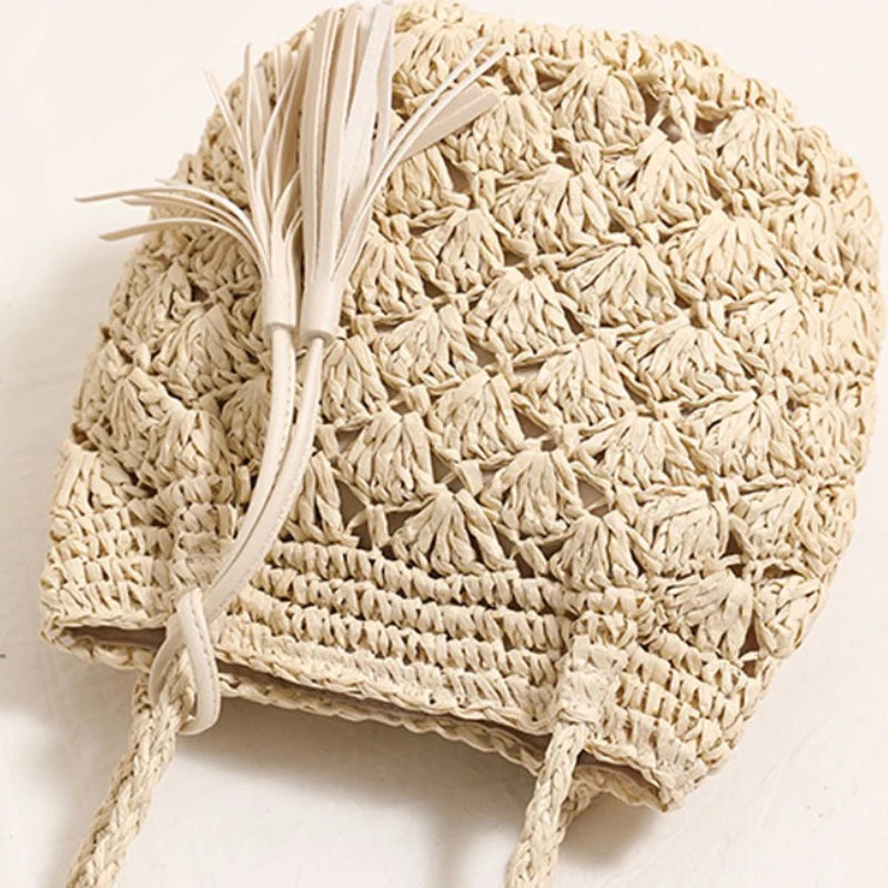 Straw Tassel Shoulder Bags Vacation Beach Bags Boho Travel Tote