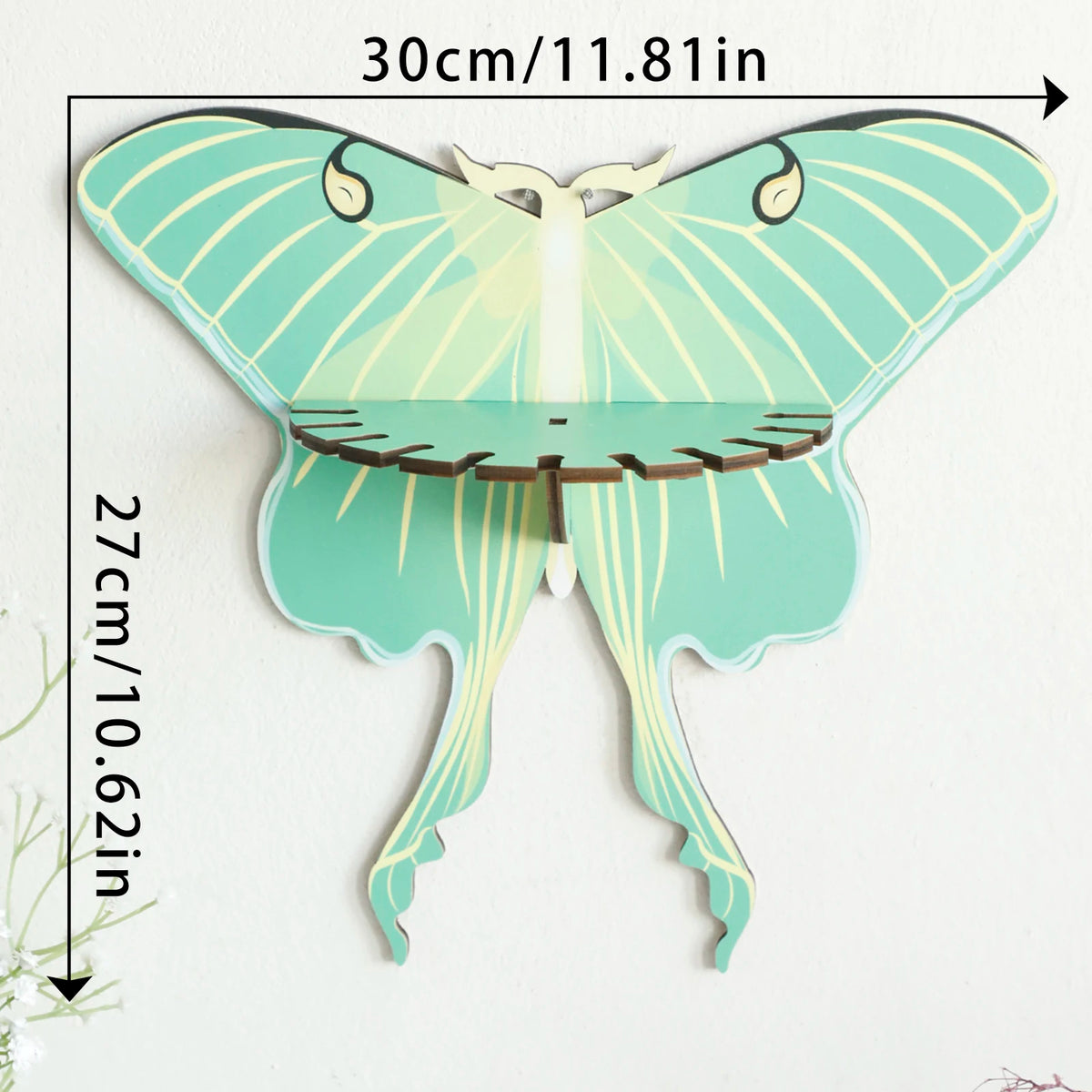 Luna Moth Necklace Display Wooden Floating Shelves Boho Home Decoration
