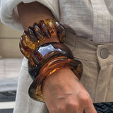 3 Styles Resin Acrylic Bangles Wide Bracelets