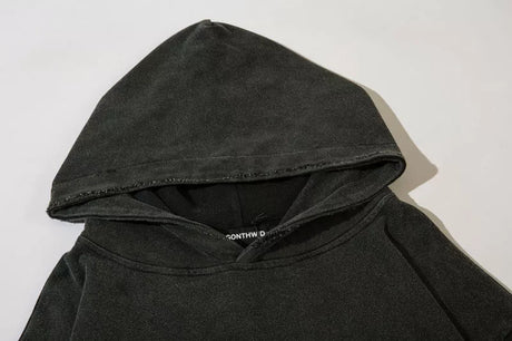 Fangs Ripped Patch Mens Hoodie Sweatshirt Y2K Grunge Hooded Streetwear