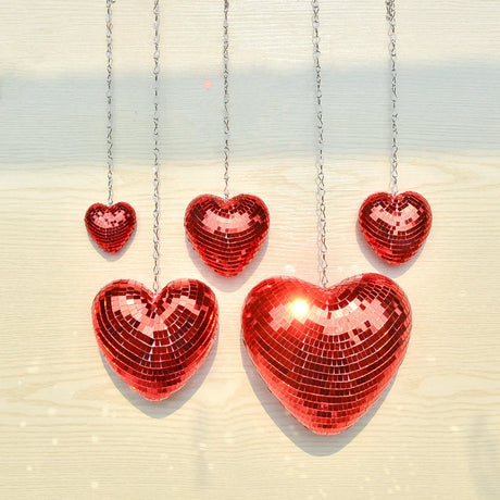 Love Heart Disco Ball Hanging Decoration with Chain