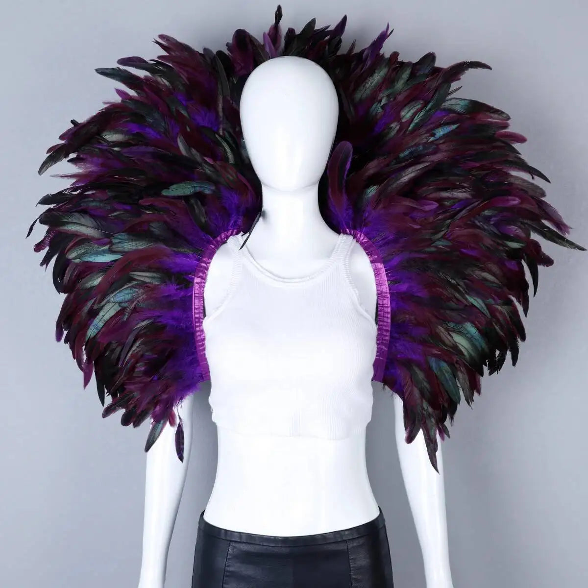Rainbow Carnival Feather Cape Collar Shrug Mardi Gras Festival Wear