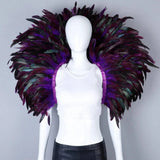 Rainbow Carnival Feather Cape Collar Shrug Mardi Gras Festival Wear