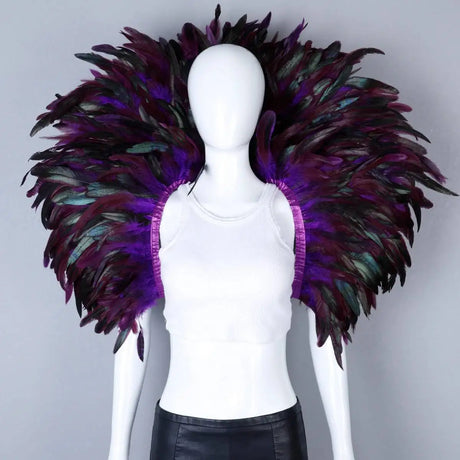 Rainbow Carnival Feather Cape Collar Shrug Mardi Gras Festival Wear