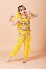 Girl's Stage Performance Chiffon Belly Dance Costume 7pcs Sets Kids Dancing Outfits