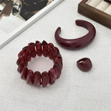 Vintage Style Cherry Red Acrylic Resin Chunky Bangles Bracelet