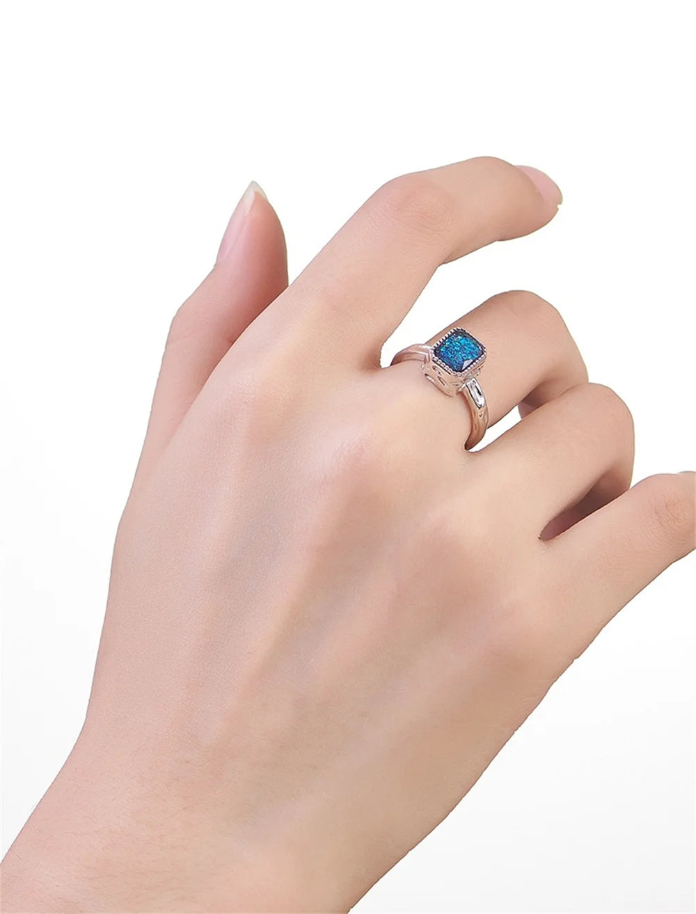 Miss Opal's S925 Sterling Silver Ring Square Opal
