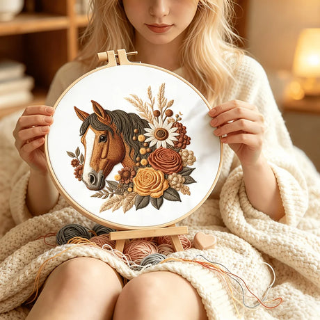 Horse DIY Embroidery Kit for Beginners