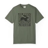 Wild Hare Linoprint T-Shirt Folk Art Forest Animal Naturecore Tee