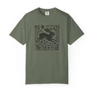 Wild Hare Linoprint T-Shirt Folk Art Forest Animal Naturecore Tee