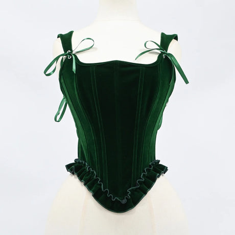 Delphine's Velvet Corset Over Bust Lace Up Boned Bodice 4 Colours