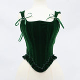 Delphine's Velvet Corset Over Bust Lace Up Boned Bodice 4 Colours