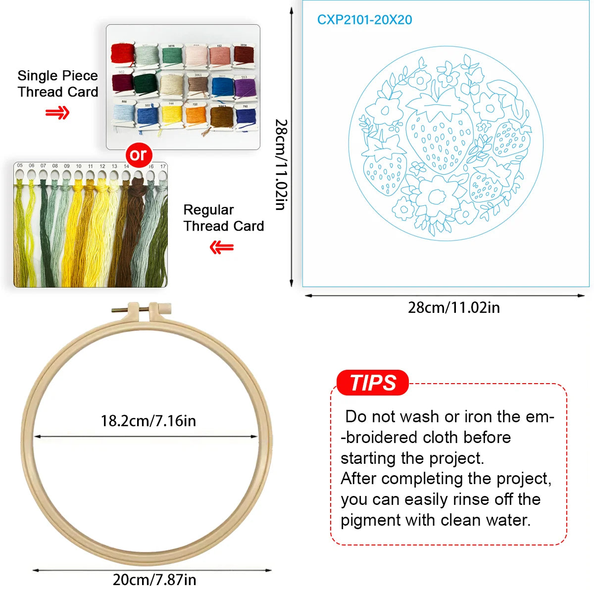 Strawberry Patch DIY Embroidery Kit for Beginners
