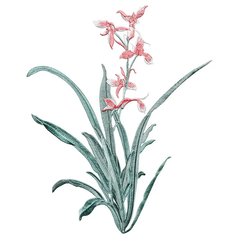 Orchid Flower Iron on Applique Floral Patch DIY Craft 19 X 24.5CM