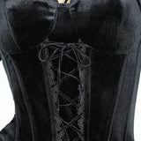 Gothic Black Devil Costume Set Lace Top Adjustable Corset with Irregular Skirt and Bat Wings for Halloween