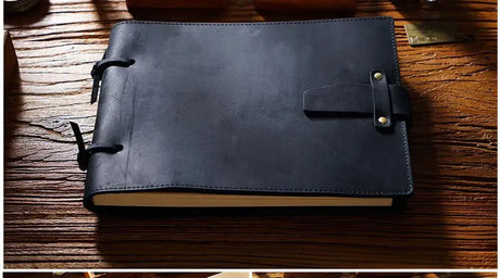 Stitched Genuine Leather Notebook 6 Colours Handmade Journal with Lock Blank Kraft Paper 200 Pages Sketchbook