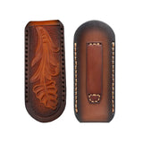 Hand‑Carved Genuine Leather Knife Sheath Belt Loop Protective Pouch for Small Folding Knives