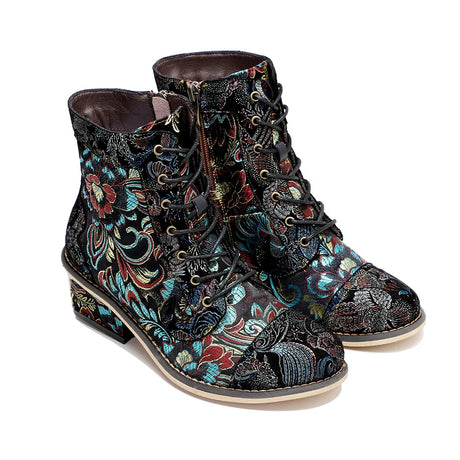 Mai's Embroidered Casual Short Boots Shoes