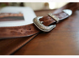 Bobby Ray's Genuine Leather Western Cowboy Court Style Embossed Steel Buckle Belt