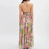 Summer's Floral Printed Halter Dress