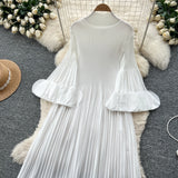 Petal Sleeves Pleated Tassel Dress Eight Colours