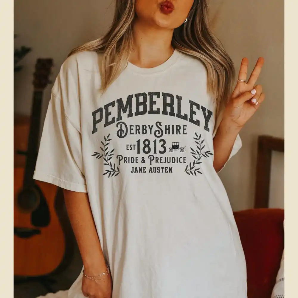 Pride and Prejudice Pemberley Derbyshire Tee Book Lovers T-Shirt