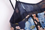 Sharona's Navy Blue Floral Print Spaghetti Strap Dress