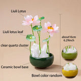 1pc Natural Clear Quartz Cluster Tea Cups Lotus Flower Micro Landscape Home Decoration