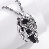 Dragon Treasure Hexagonal Obsidian Crystal Pendant Necklace