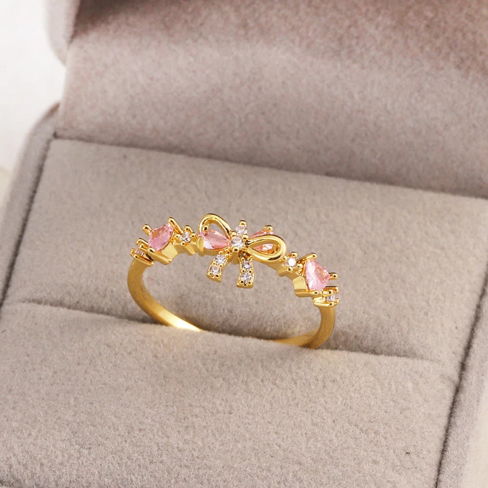 Sweet and Dainty Colourful Zircon Rings Gift Idea