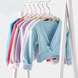 Plush Girls Ballet Wrap Tops Long Sleeve Dance Warm Up Sweater
