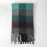 Colour Blocks Autumn Winter Plaid Scarves Imitation Cashmere Mohair