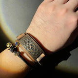 Genuine Leather Buckled Wristband Bracelet For Men Handmade Adjustable Wrist Cuff