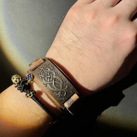 Genuine Leather Buckled Wristband Bracelet For Men Handmade Adjustable Wrist Cuff